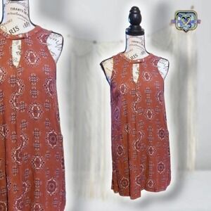 LIVING Doll Bohemian Mandala Sleeveless Babydoll Tunic Dress, Small